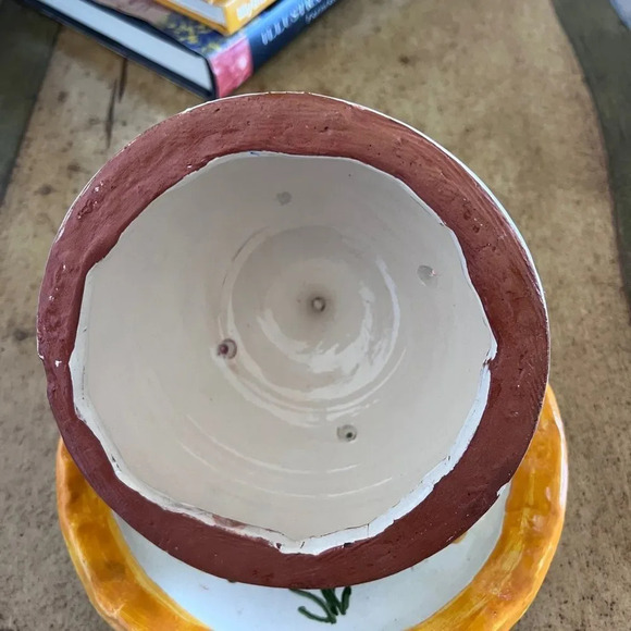 Hand‎ painted Portuguese Pottery Clay Terracota Dish with Lid Floral Design - Picture 7 of 8